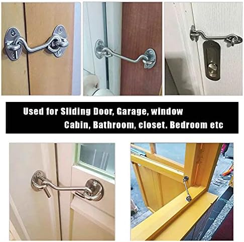Door Hook and Eye Latch Stopper for Door Gate Window Closet Shed Screws(3Inch)