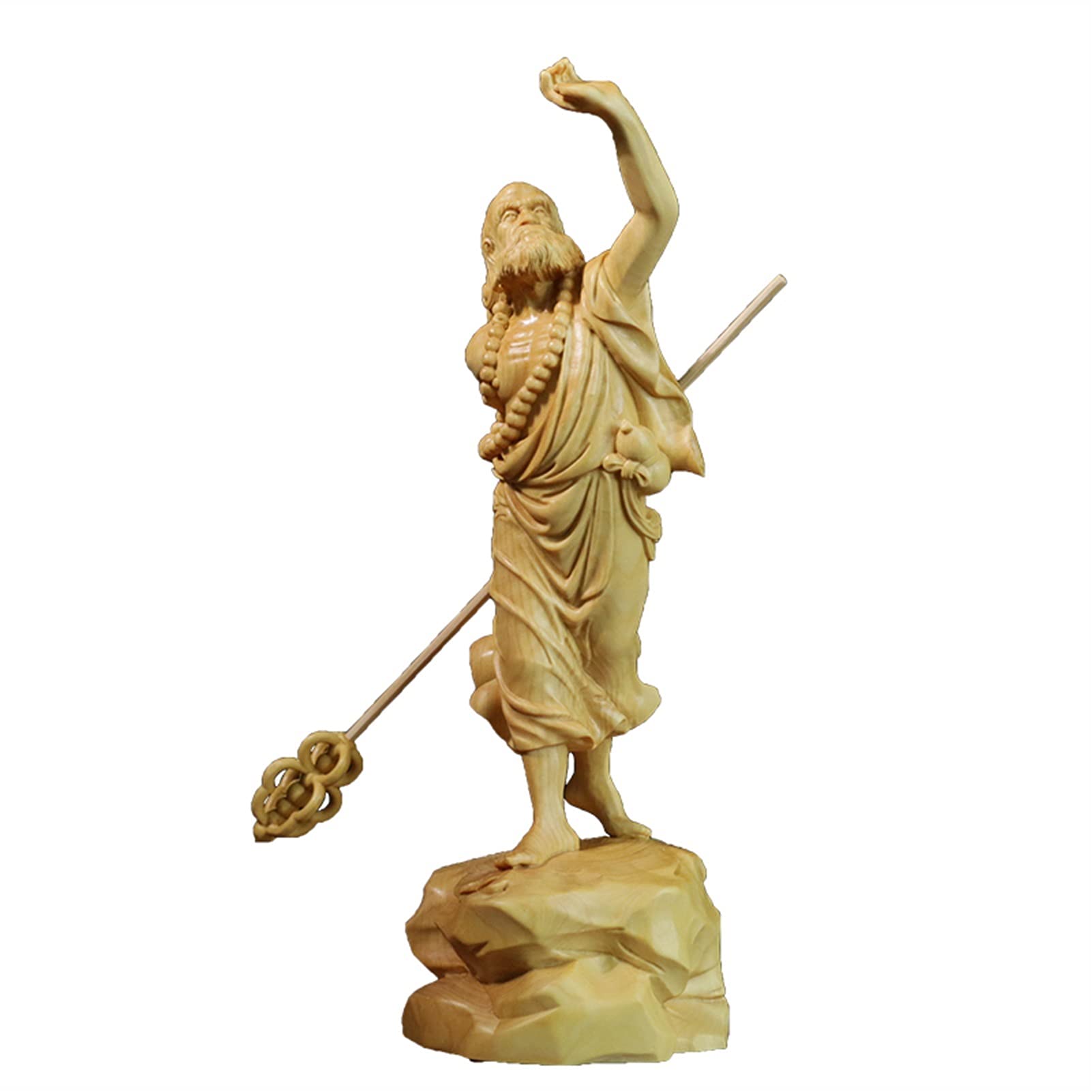 SBCGFY Creative Design Buddha Statue Wood Carving Ornaments Zen Buddha Statue Feng Shui Sculpture Home Decoration Indoor Statue
