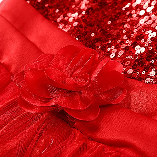 Flower Girls Sequin Party Dress Mesh Tulle Pageant Lace Ball Gown Prom4