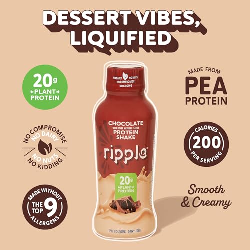 Ripple Vegan Protein Shake | Chocolate | 20G Nutritious Plant Based Pea Protein | Shelf Stable | No Gmos, Soy, Nut, Gluten, Lactose thumb #4