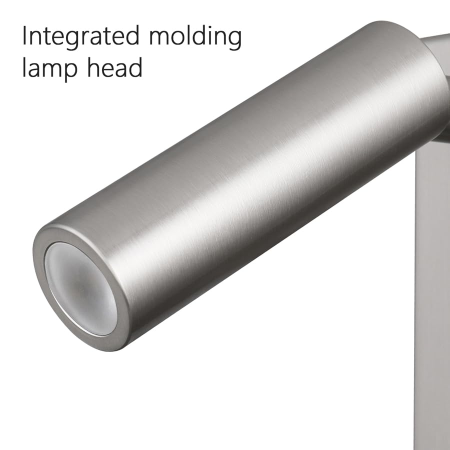Wandlampe mit Dimmschalter, Drehknopf, Schwenkbarer Spot, Matt Schwarz, Modern (Brushed Nickel)