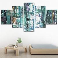 SIGNWIN 5 Panel Canvas Wall Art Modern Art Abstract Brushstroke Contemporary Edgy Mixed Media Multicolor for Home Decorations Ready to Hang - 60
