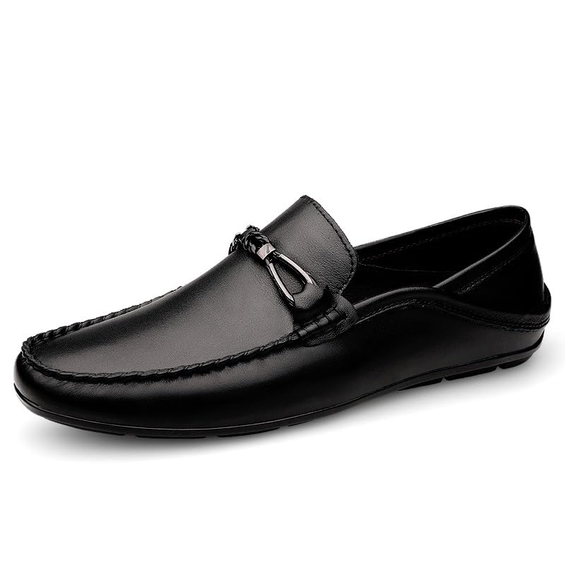 Mens Loafers Shoe Round Toe Leather Loafer Shoes Comfortable Flexible Flat Heel Prom Outdoor Slip-ons3