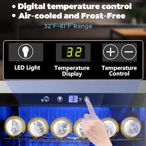 Image of COWSAR Beverage Refrigerator 145 Can Wine Cooler Freestanding Mini Fridge Small with Digital Temperature Control, Glass Door, and Child Lock, Quiet Drink Refrigerator for Home, Bar- 4.5 Cu. Ft.