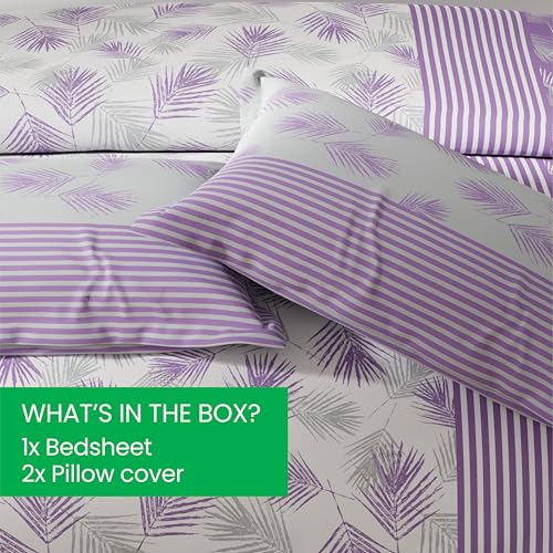 Image of United Colors of Benetton Queen Size Bedsheet Set | 100% Cotton 144 TC Double Bed Sheet with 2 Pillow Covers | Soft, Skin-Friendly & Fade-Resistant Safari Collection