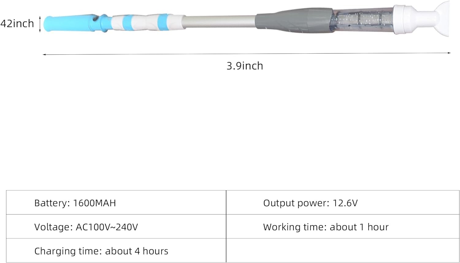 Bezprzewodowy odkurzacz basenowy 3 w 1, lekki odkurzacz basenowy, akumulatorowy odkurzacz basenowy 1600 mAh, przenośny odkurzacz basenowy do basenów naziemnych i naziemnych, spa, wanien z hy
