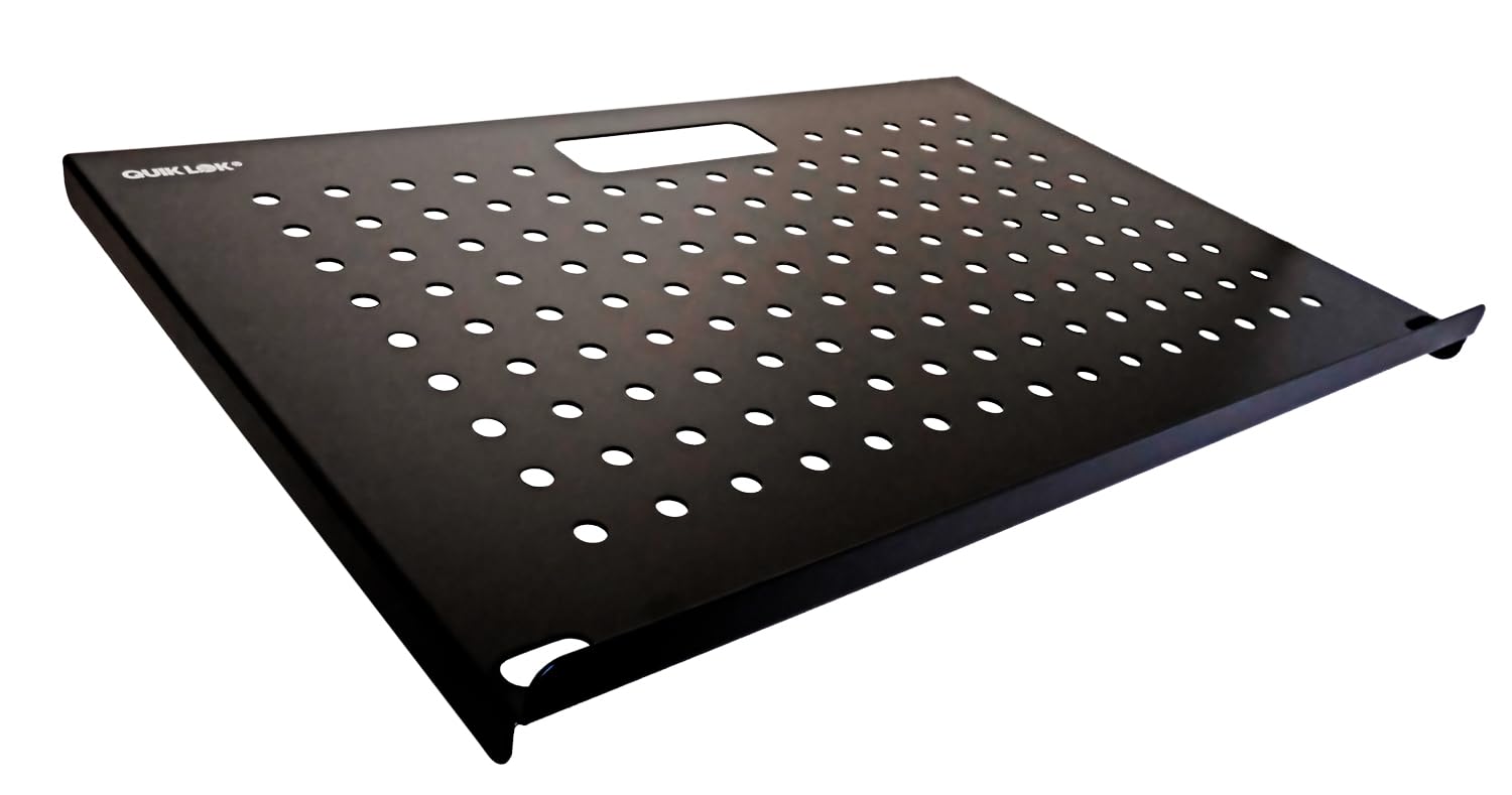 QUIK LOK - TOP/001 Ripiano Metallico 54 x 35 cm, Realizzato in Acciaio, Spessore 1,5 mm, Peso 2,35 kg, Colore Nero