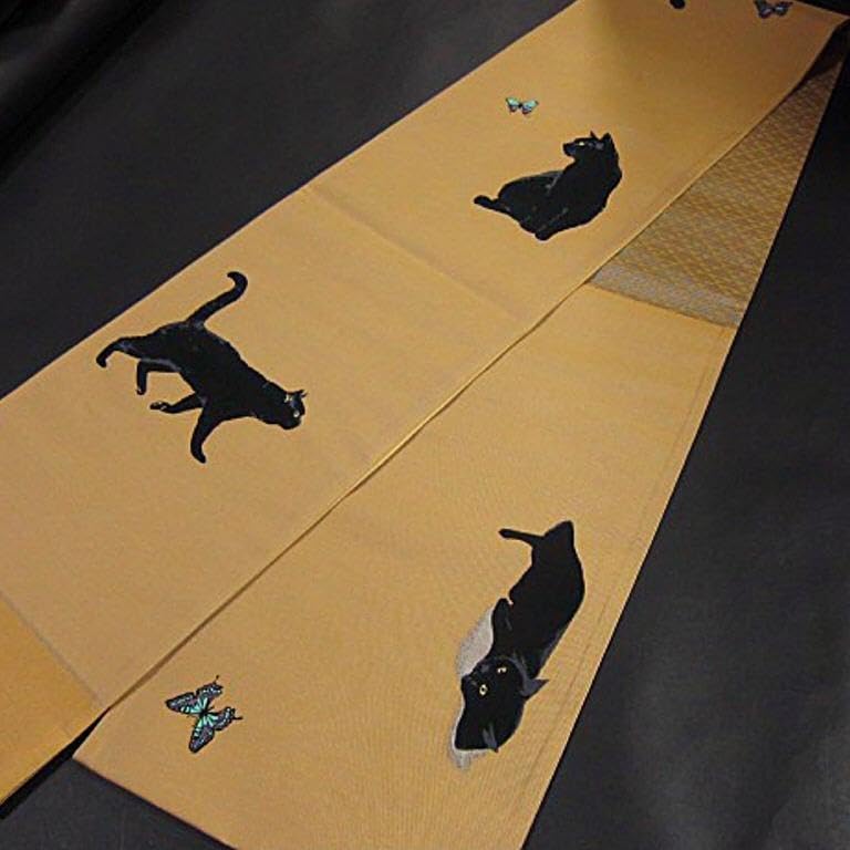 新品　西陣織袋帯　黒ねこ【綿芯御仕立付】ねこ好きの方に！ Amazon.co.jp: 西陣織袋帯 黒ねこ綿芯御仕立付ねこ好き方に