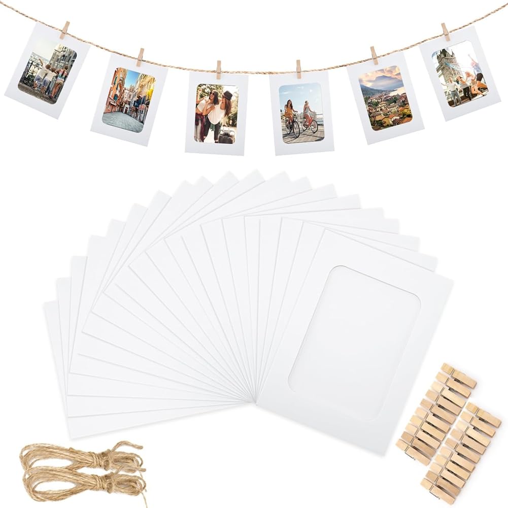 CTRLZS 50Pcs Paper Picture Frames for 4x6Inch Paper Photo Frames,Kit DIY Cardboard Photo Hanging Display for Home School
