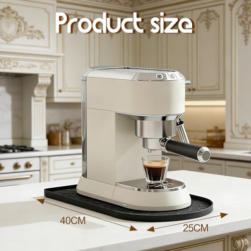 Barista Matte, 25x40cm Kaffeemaschine Unterlage Silikon Rutschfeste Hitzebeständiges Wasserdicht Kleine Silikonmatte für De'Longhi Dedica Style, Philips Senseo Original Plus und Ninja Creami usw