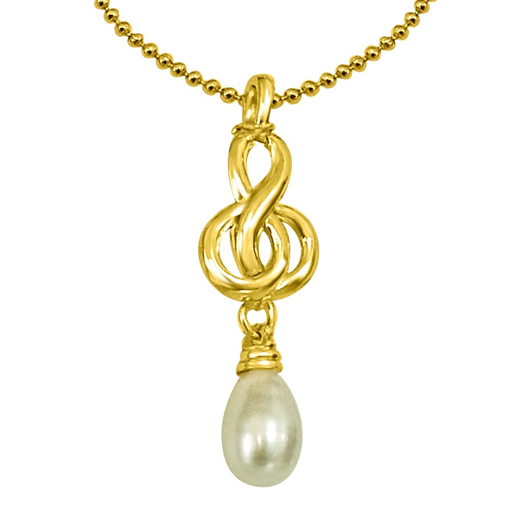 SURATDIAMOND Drop Shaped Pearl & Gold Plated Pendant with Chain for Women (SDS151P) (B00W3I0IJK) Amazon Price History, Amazon Price Tracker