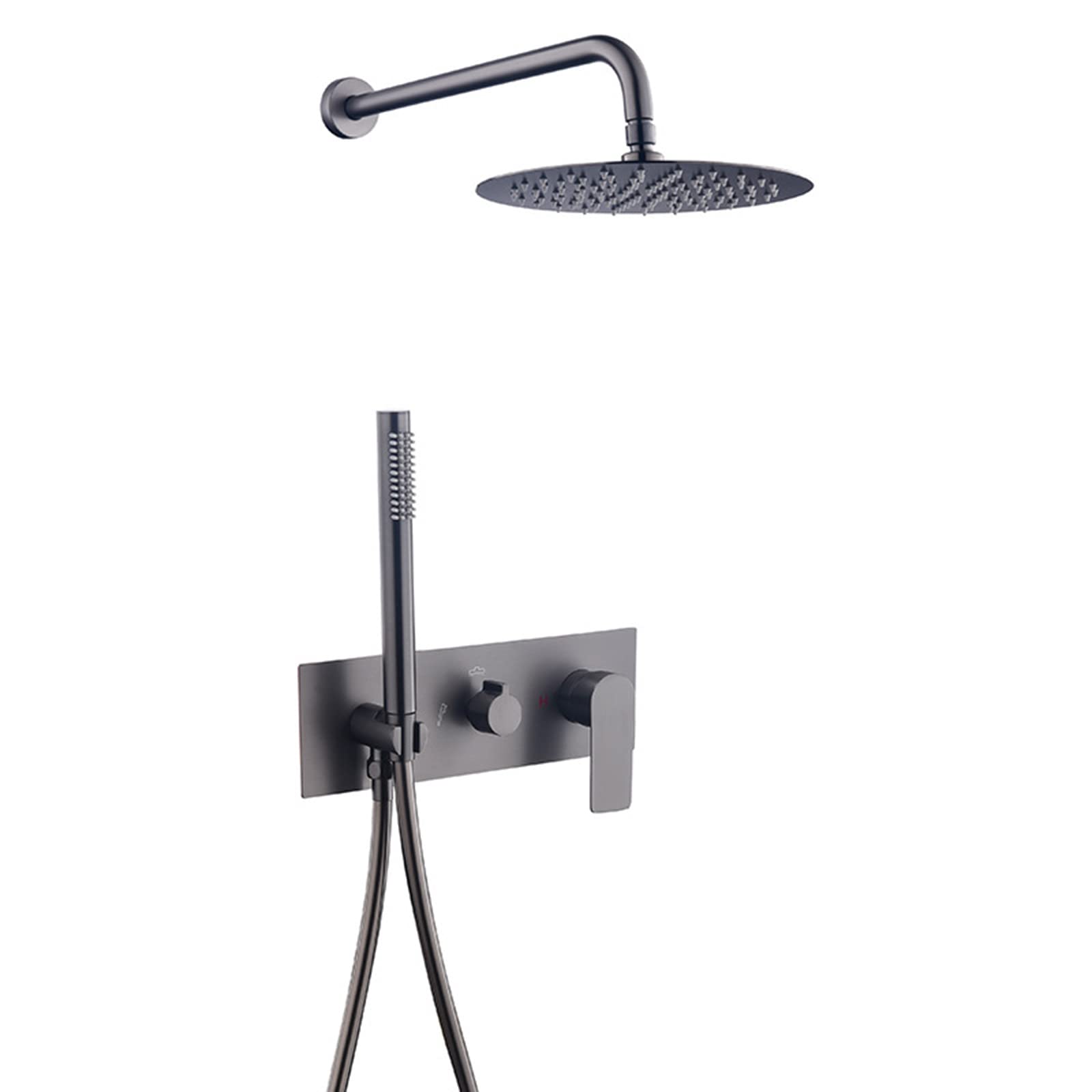 Ensemble de mitigeur de douche encastré avec pomme de douche ronde murale