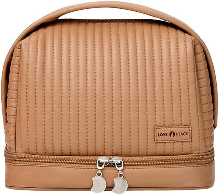 PU Travel Toiletry Bag, Travel Makeup Bag, Cosmetic Bag Make Up Organizer Case for Toiletries Accessories (brown)