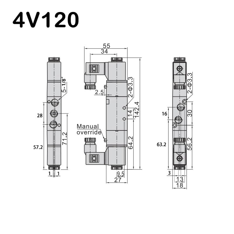 Vanne d'air électromagnétique 4V120 commande 5 voies pour vérin pneumatique - 3