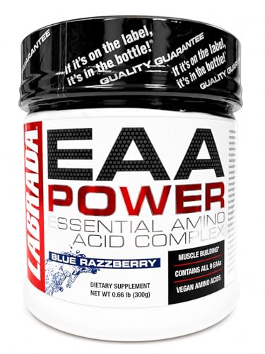 Image of Labrada EAA POWER Essential Amino Acid Complex Powder (6.57g EAAs, Muscle Building, Vegan, 30 Servings) - 0.66 lbs (Pack of 300g) (Blue Razzberry)
