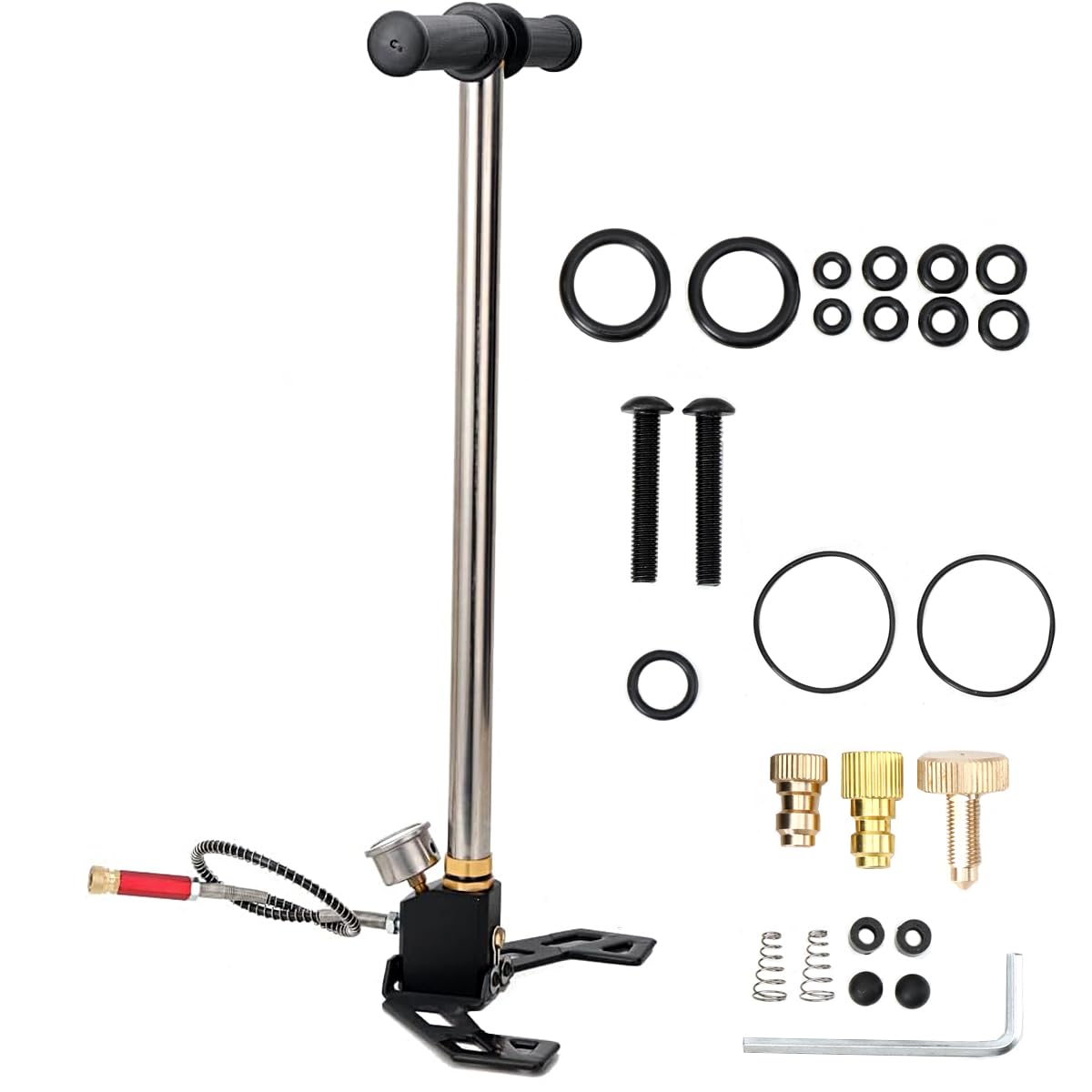 LALABU PCP-Handpumpe,Dreistufige Hochdruckluftpumpe,30 MPa 4500 PSI Hochdruck PCP Luftgewehr Füllbügelpumpe mit Manometer für Fahrrad, Luftgewehr