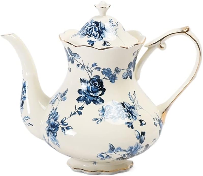 European Rose Patterned Ceramic Coffee Cup And Plate Set With Spoon, Afternoon Tea Cup And Kettle(E)