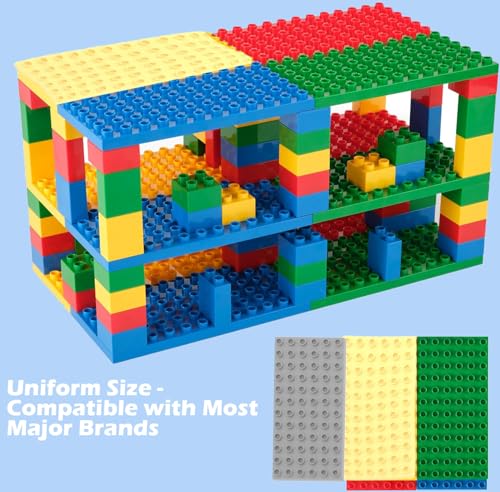 Guihumz 10 Stück Bauplatte Groß Platten 19cm x 9.5 cm Große Grundplatte Kompatibel mit großen Bausteinen Aller führenden Marken 2*Rot+2* Grün+2*Blau+ 2*Grau+ 2*Sand