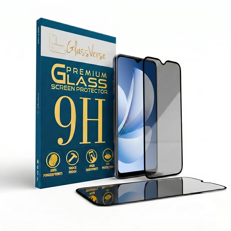Image of GlassVerse Privacy Tempered Glass for Realme Narzo 80 Lite | Anti Spy Screen Protector, 9H Hardness, Edge to Edge, Case Friendly, Hassle-less Installation Kit Included. (Pack of 2)