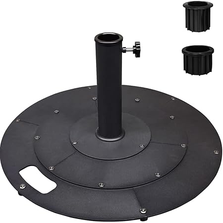 Koutemie 21 Inches Heavy Duty Metal Outdoor Patio Umbrella Base Stand Holder for 1-¼" or 1-½" Umbrella Poles, Black