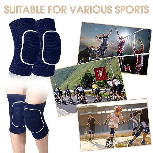 Image of Lenwen 12 Pairs Volleyball Knee Pads for Dancers Soft Breathable Knee Braces for Men Women Football Soccer Yoga Skating Wrestling Running Cycling(Medium,Blue, White)