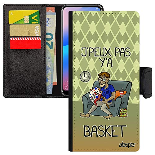 Coque iPhone 12 Pro Max Rabat Portefeuille Vert Motif Basketball Antichoc
