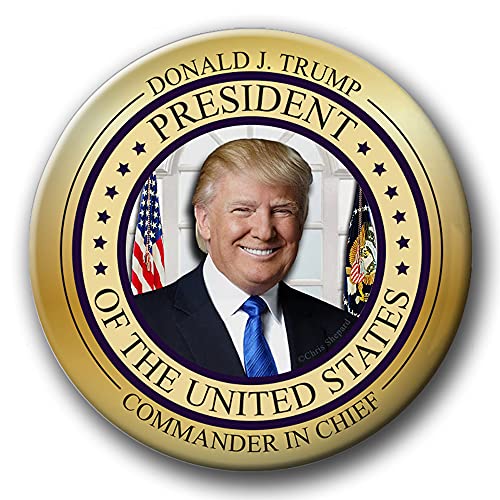 Donald Trump President and Commander in Chief 2024 Buttons - Six Badges - Gold Seal - 2.25 Inch Large Pinbacks