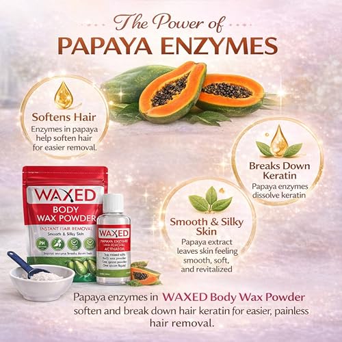 Image of WAXED Body Wax Powder for Women Waxing Set | Instant Hair Removal | Papaya Enzyme Activator | Full Body Wax | 100g Powder + 100ml Activator | With Bowl, Spoon & Brush Included.(Pack of 1)