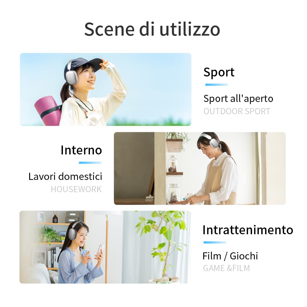 Cuffie Bluetooth 6.1 Wireless con Cavo–Design Pieghevole con Archetto Regolabile,Audio Hi-Fi,Cancellazione del Rumore,20 Ore di Standby–Compatibili con Smartphone,PC,Tablet.(grigio)