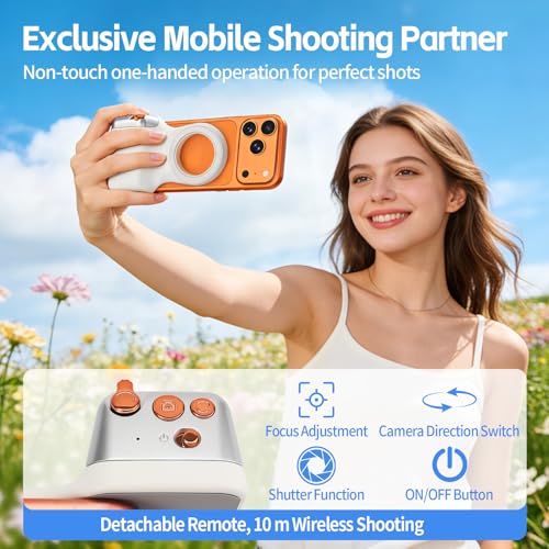 Image of Magnetic Phone Camera Grip,Smartphone Shooting Holder, Selfie Handle Fun Shot Magnetic Grip for iPhone & Android with Wireless Shutter Button, Creator Kit for TikTok /Selfies /Photography /Video