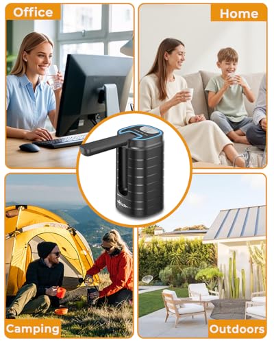 Image of Aluan Automatic Water Can Dispenser Pump for 20 Litre Bottle-Big Battery Portable C Type USB Rechargeable Water Pump Dispenser for Home-with Low Noise & High Efficiency (Black)