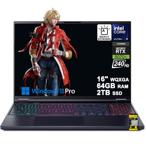 Image of Acer Predator Helios Neo 16S AI Gaming Laptop 16 inch 2560x1600 OLED 240Hz (100% DCI-P3) Intel 24-core Ultra 9 275HX 64GB RAM 2TB SSD GeForce RTX 5070 Ti (Up to 992 AI Tops) Win11Pro ICP Hub