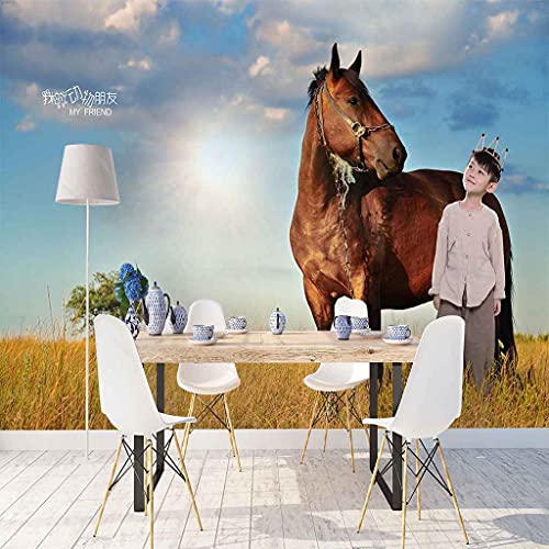 Poster mural cheval 3D pour transformer un mur blanc sans colle - 4