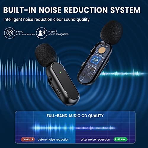 Miogren Wireless Lavalier Microphone For Type-C Phone With Charging Case Wireless Clip On Microphones Noise Reduction Plug-Play Wireless Microphones For Video Recording Vlog Interview #TOP3