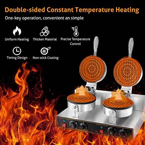 Wichemi Waffle Maker Commercial Electric Waffle Machine Stainless Steel Non-Stick Double Head Egg Bubble Waffle Furnace For Bakery, Restaurant, Snack Bar Or Household, 110V 1250W #TOP4