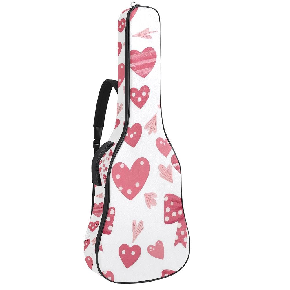 Gitarrentasche, volle Größe, 99 cm, 101,6 cm, 104,1 cm, für Akustikgitarre, Konzertgitarre, 10 mm dick, gepolstert, Kirschenmuster, wasserdicht, mit Tasche, verstellbarer Schultergurt