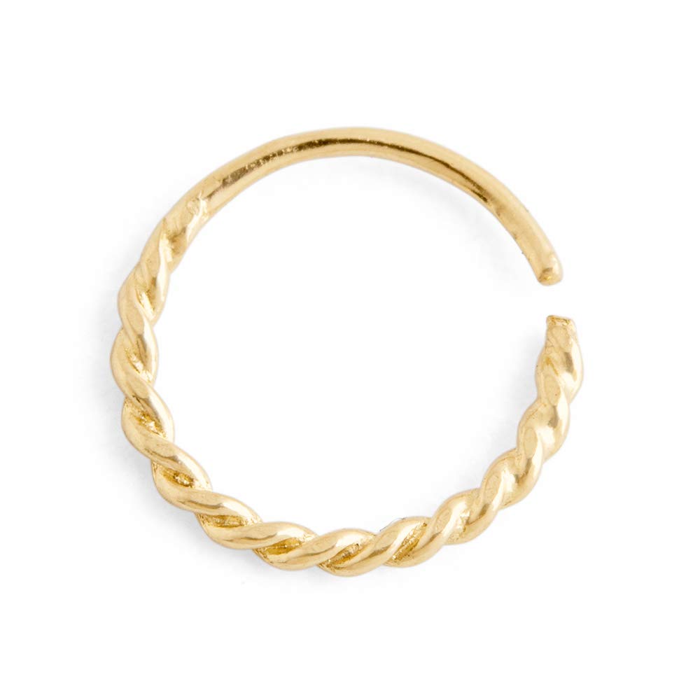 Studio Unkiya14k Nose Ring, 22g Solid Yellow Real Gold Nose Ring, Twisted Rope Piercing Jewelry, Nose Hoop, Minimalist Dainty Tribal Handmade Boho Piercing Jewelry, 7.5mm