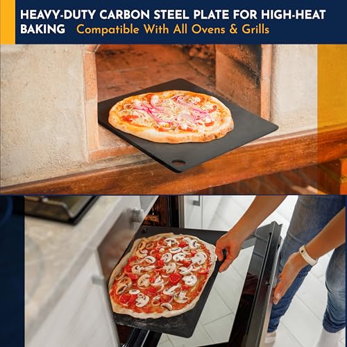Image of 14 inch x 16 inch Pizza Steel - Heavy-Duty Carbon Steel Baking Plate for Oven, Grill & Pizza Oven - Pro Pizza Stone for Bread, Sourdough, and Crisp Crust Perfection
