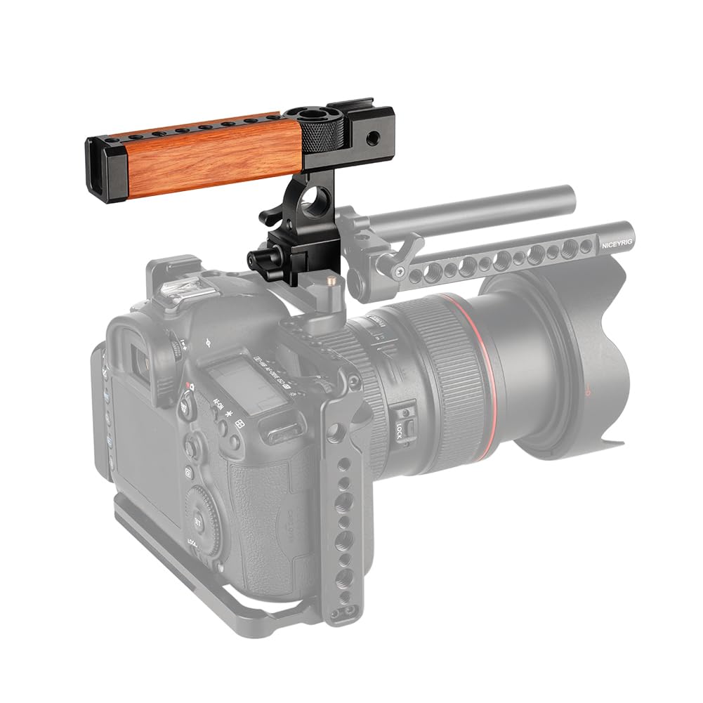 NICEYRIG Camera Maniglia di NATO con 15mm Morsetto Asta Cold Shoe con Foro di Posizionamento per Standard per Fotocamere Gabbie