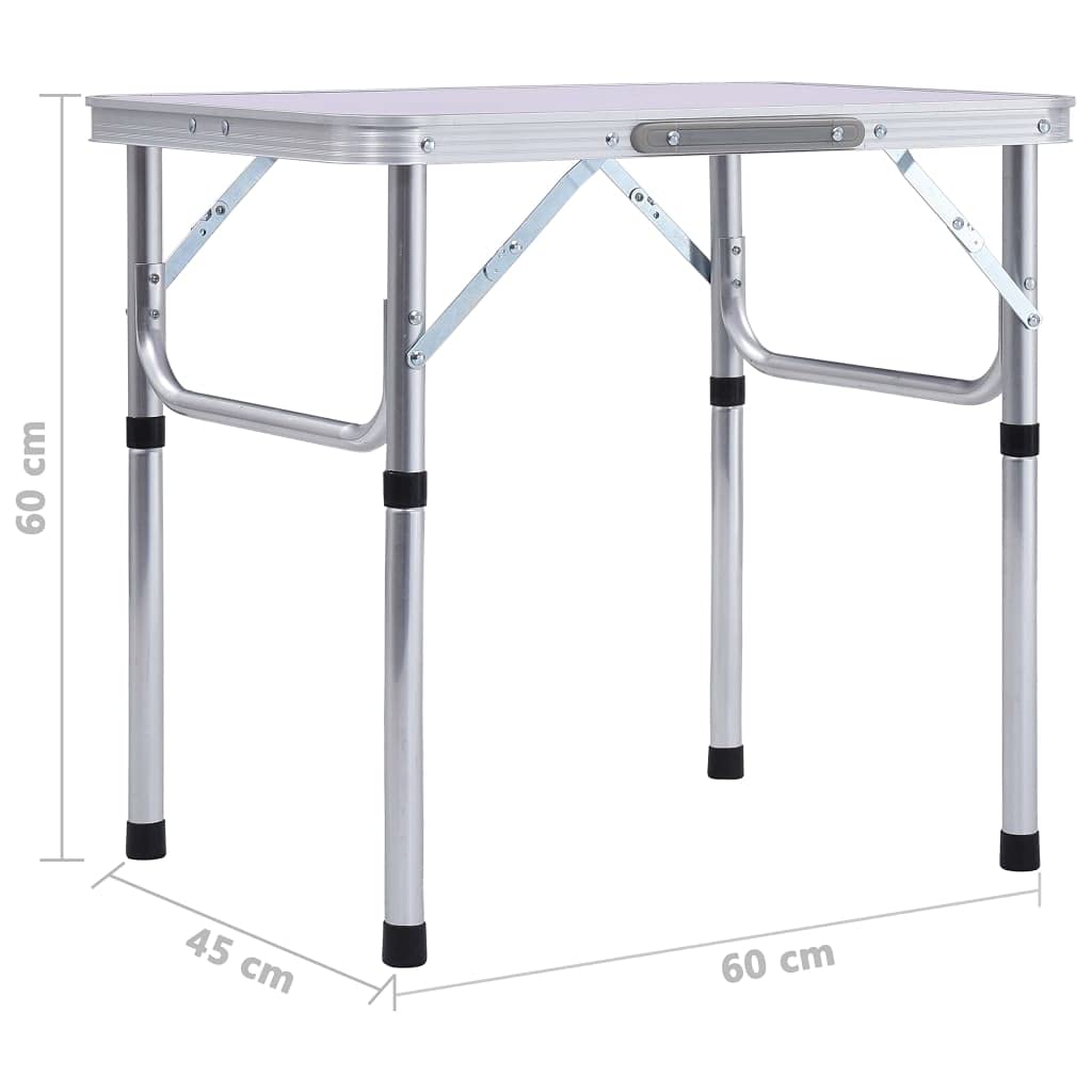 Gecheer Tavolo da Campeggio Pieghevole in Alluminio,Tavolo da Pranzo per Esterni,Tavolo Pieghevole in Alluminio,Tavolino da Picnic in Alluminio,Tavolino Tavolo Camper Campeggio Picnic Bianco 60x45 cm