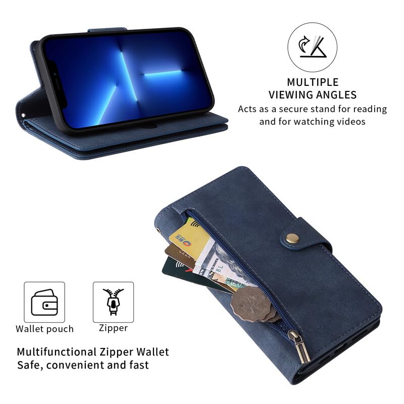 Étui iPhone 12 Mini bleu anti rayure avec clapet magnétique robuste - 3