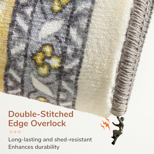 OPPODREAM Soft 10x14 Area Rugs, Washable Rugs 10x14 with Non Slip Backing, Low-Pile Faux Cashmere 10 x 14 Carpet, Yellow