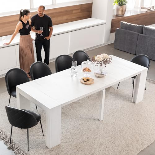 Transformer Table Solid Wood Extendable Dining Table, White - image 3