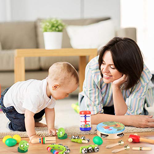 Kids Wooden Musical Percussion Instruments Sets, 23PCS 12 Types Multifunctional Percussion Instruments Toys with Carrying Bag Preschool Education Learning Musical Gifts for Toddlers Boys Girls