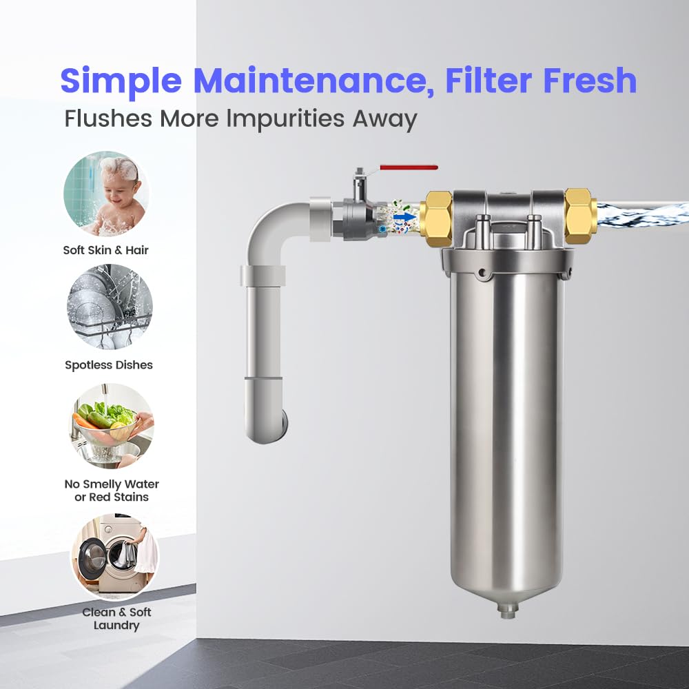 NSF - Carcasa de filtro de acero inoxidable para cartucho de filtro, carcasa de filtro de agua para purificación de agua de acero inoxidable 304 (carcasa C de 10 pulgadas, 3/4 NPT)