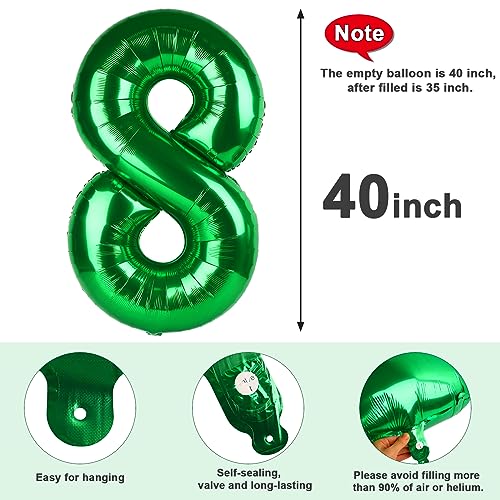 Image of 8 Balloon Numbers Birthday Decorations, 40In Green Balloons for Men Women | Eye-catching Appearance, Perfect Decorative Centerpieces, Convenient Self-sealing Structure, Widely for Various Occasions