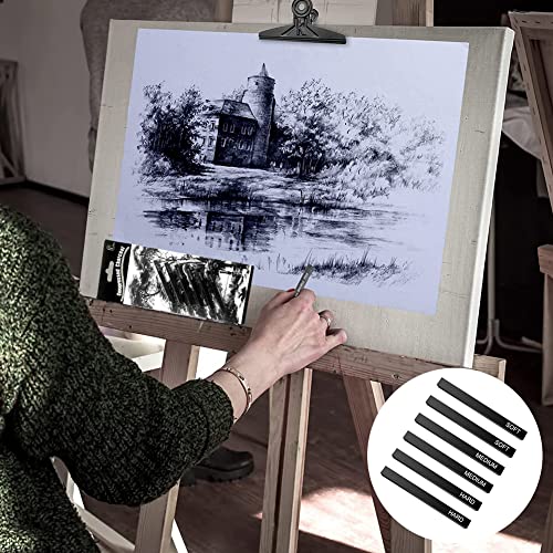 Helweet Gepresste Zeichenkohle, Zeichenkohle Set, Sketch Kohlestifte, Kohlestifte in Schwarz, Kohlestifte Set, Geeignet zum Zeichnen, Skizzieren, Schreiben, Kunstdesign, 6 Stück