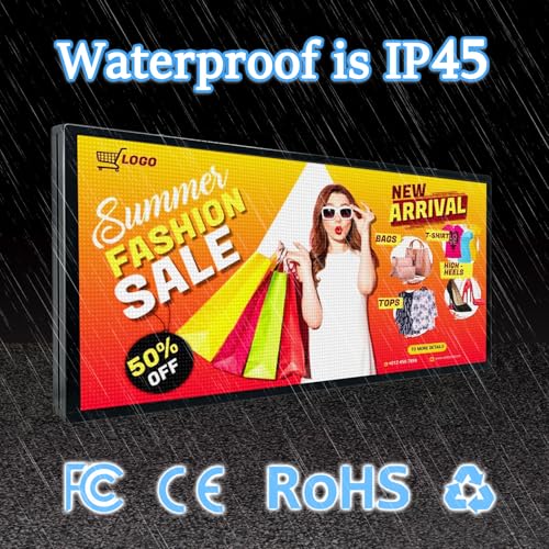 Image of Outdoor Full Color Led Sign WIFI And USB Programmable Led Sign With High Resolution Scrolling Texts, Colorful images and videos LED Advertising Board For Shop (40''x17'')