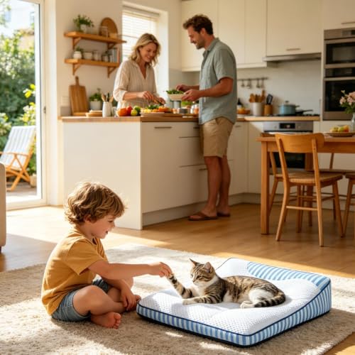 Kühlende Matte für Hunde, rutschfest, atmungsaktiv, für Katzen | Sommerkissen für Welpen | für Besitzer Trainer Wohnung Home Office Hütte Schlafzimmer Wohnzimmer Balkon-3