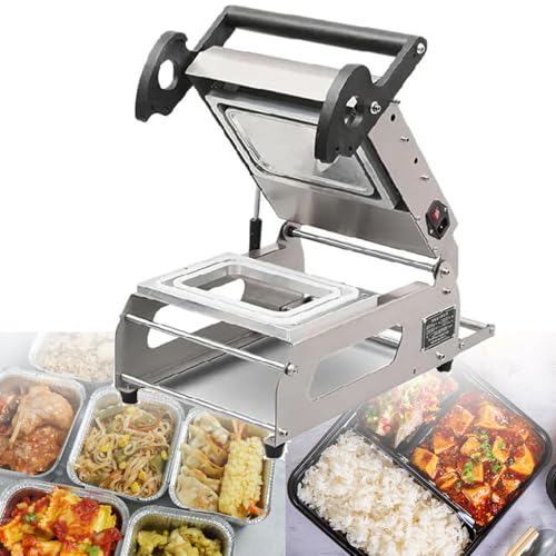 YCNLYSSR Selladora de Cajas Frescas, selladora térmica de Alimentos, envasadora con presión Manual y Ajuste de Temperatura, selladora térmica para bandejas de Comida para Llevar.
